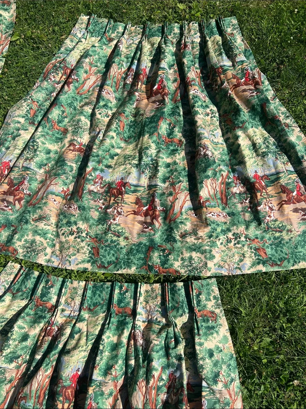 4 panels of Vintage Schumacher Limited Edition Tally Ho Drapes-like new!